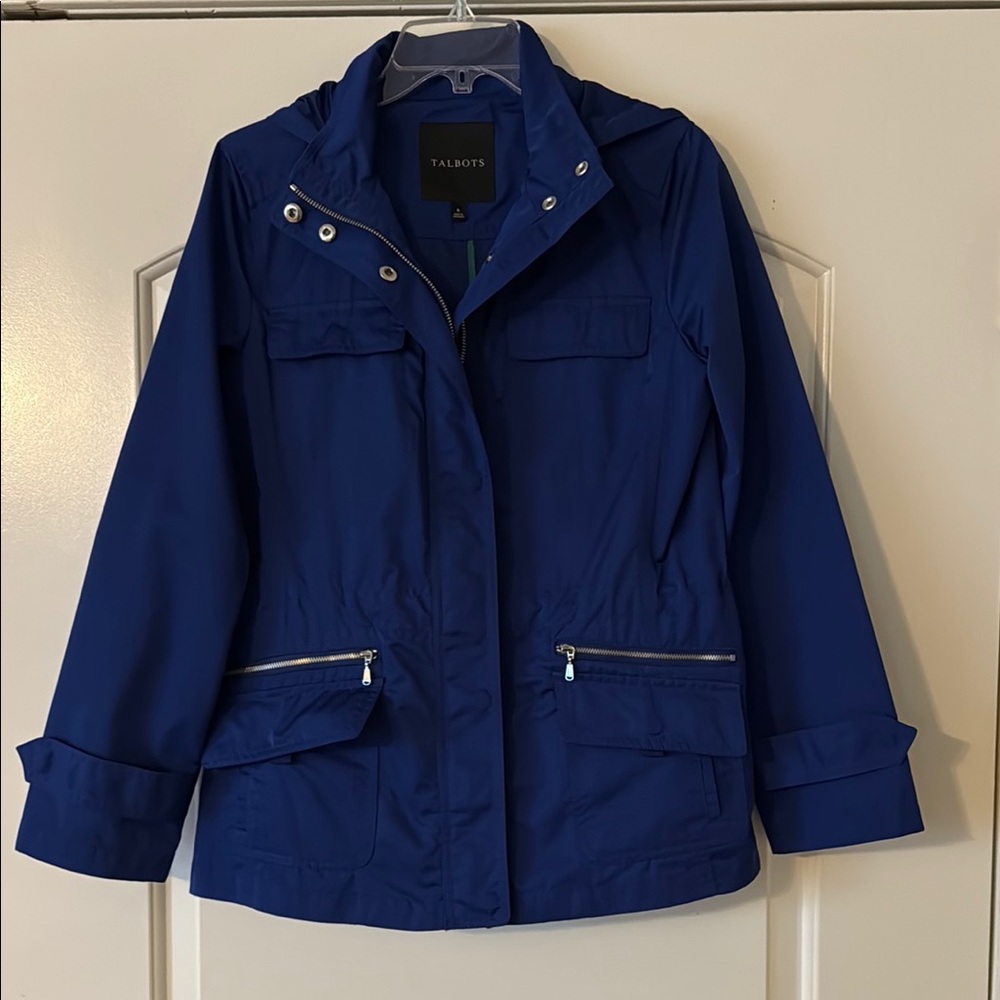 Talbots Blue Utility Jacket with Stand-Up Collar